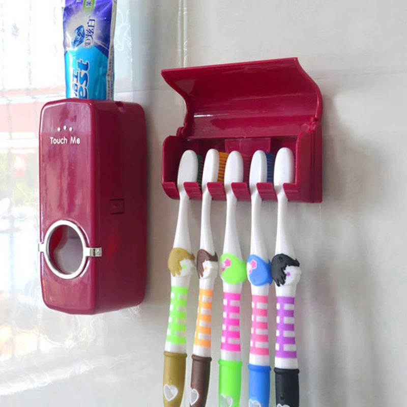 

Cheap Bathroom Automatic Toothpaste Dispenser Toothpaste squeezer Wall Paste Mounted Toothbrush holder Bathroom Accessories