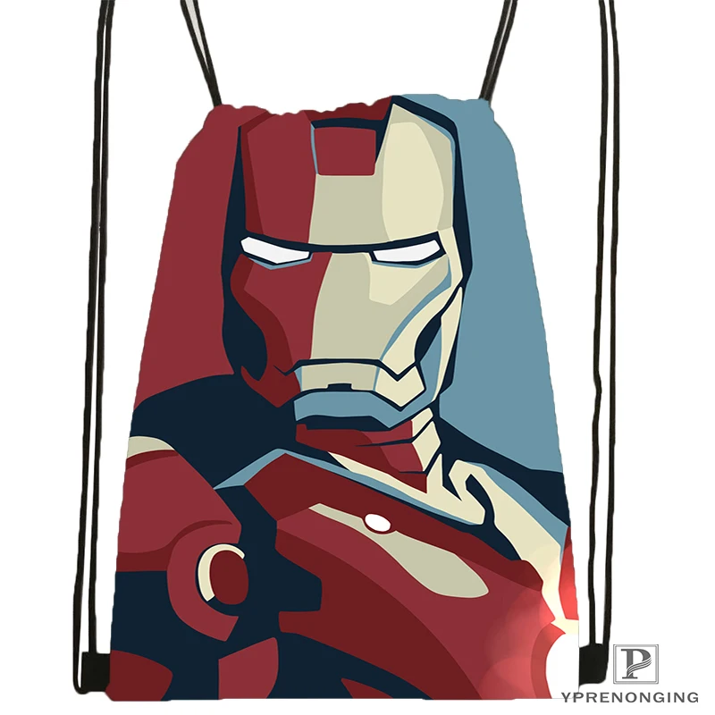 Custom iron man походная сумка на шнурке для мужчины женщины милый Daypack дети ранец (черный Назад) 31x40 см #180531-01-21