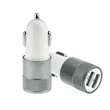 Многоцветное двойное USB 5V 2A автомобильное зарядное устройство для смартфона ПК металлическое портативное автомобильное зарядное устройство для прикуривателя