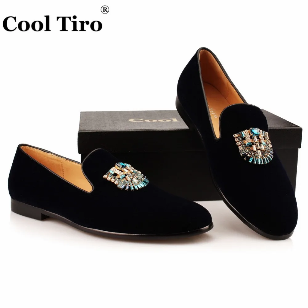 Navy VELVET SLIPPERS WITH CRYSTAL BROOCH (6)