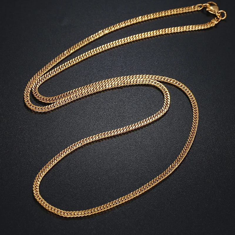CACANA Stainless Steel Chain Necklaces For Man Women Gold Silver Color For Pendant Two-Sided Weave Donot Fade Jewelry A1293
