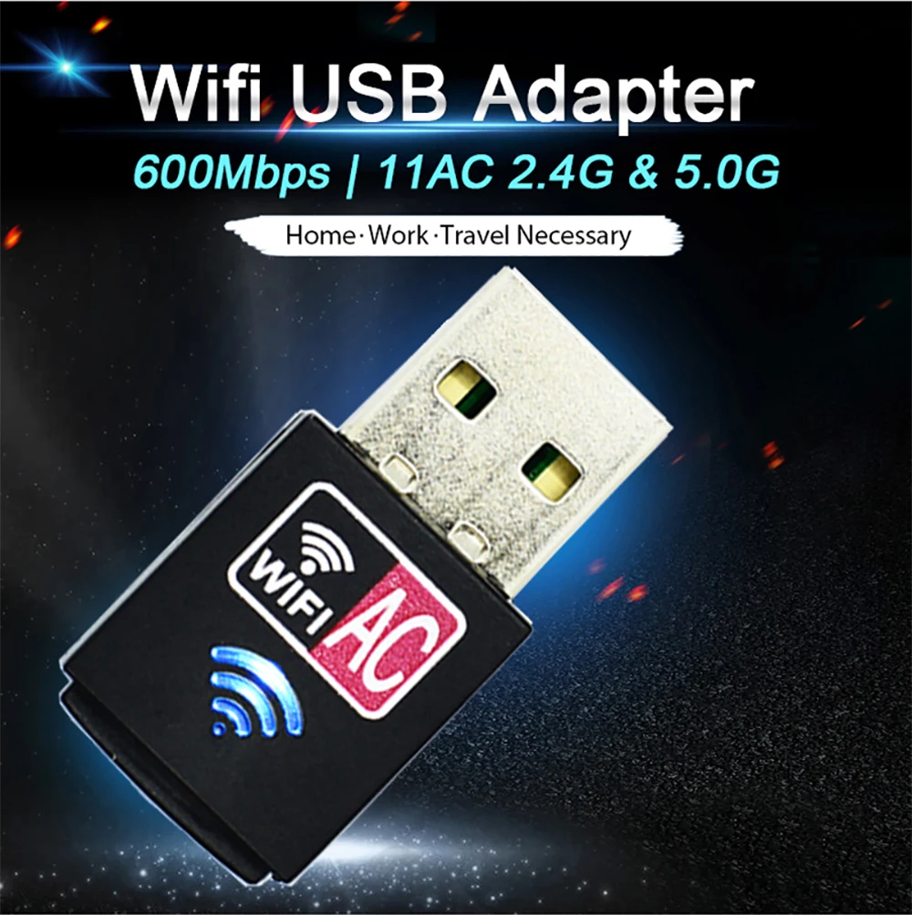 Мини 600 Мбит/с USB WiFi ключ адаптер, Двухдиапазонная USB беспроводная сеть lan карта для ПК настольный ноутбук планшет 802.11a/g/n/ac