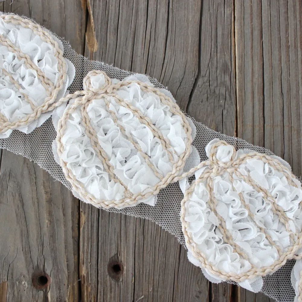 Halloween shabby flower trim pumpkin flower trims,rose chiffon flower