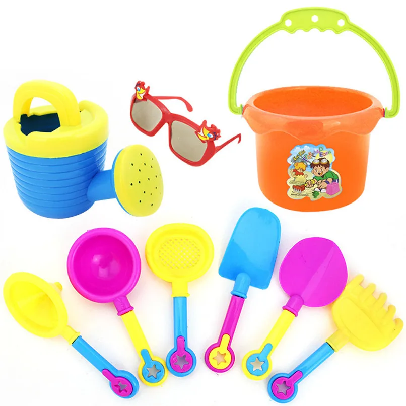 Random Color 9Pcs Kids Sand Beach Toys Castle Bucket Spade Shovel Rake Water Tools Set For Kids Toys Good Gift to Kids JY12#F (7)
