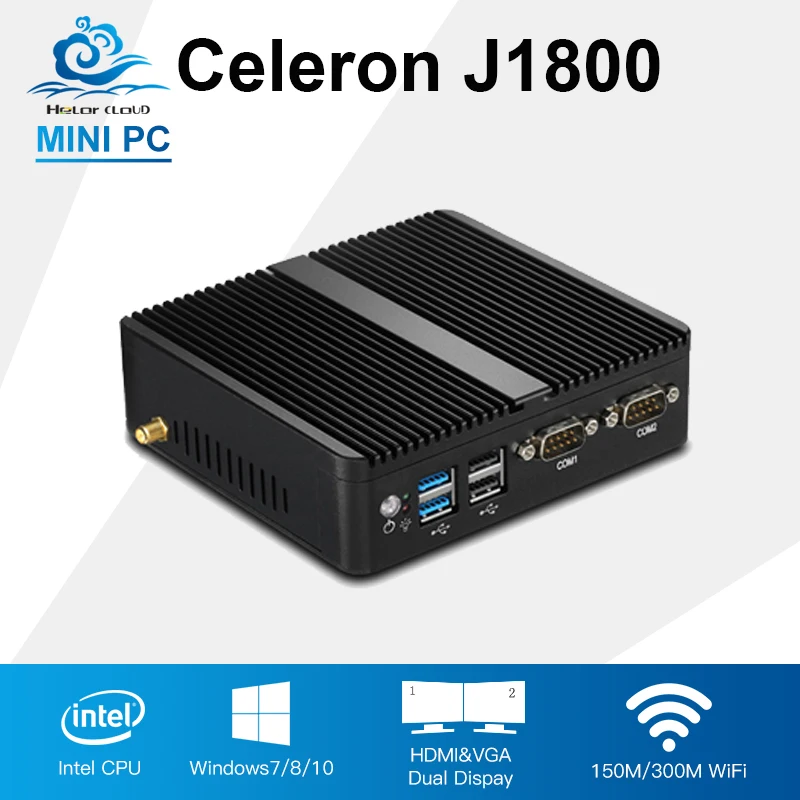 Mini PC Celeron J1800 2 41GHz Dual Lan Mini Industrial Computer N2830 Thin Client Fanless Design