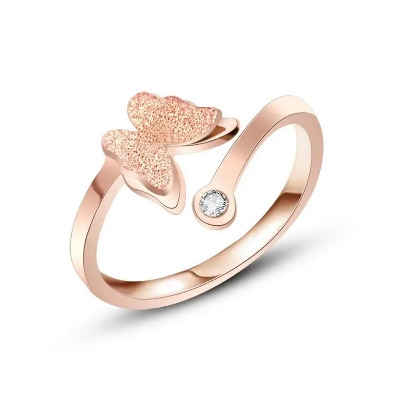 

316L stainless steel butterfly adjustable rings for women