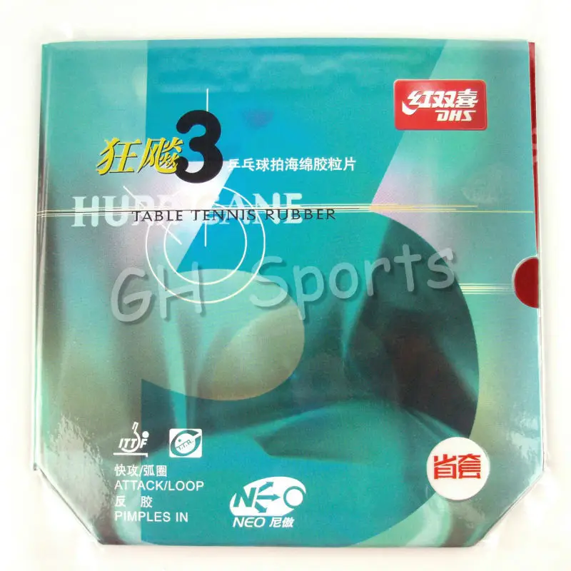 DHS NEO Hurricane3 (Hurricane 3) Provincial Red Pips-In Table Tennis (PingPong) Rubber With Sponge