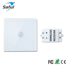 Saful 12V Remote Wireless Touch Switch 1 Gang 1 Way,Crystal Glass Switch Touch Screen Wall Switch For Smart Home Light
