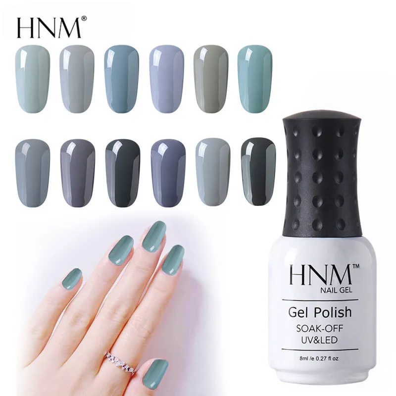 

HNM 8ml Grey Colors Nail Polish UV Glue Varnish Stamping Semi Permanent Lucky Lacquer Vernis a ongle Nagellak Winter Gelpolish
