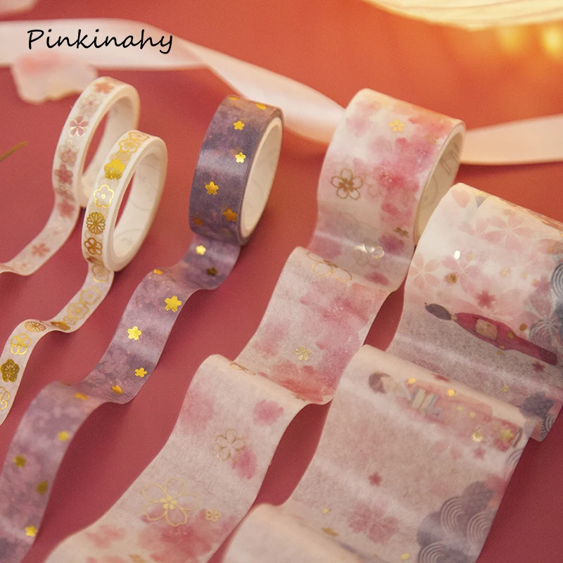 

5 Pcs/lot Retro sakura Gilding Decorative Washi Tape Set Japanese Paper Sticker Scrapbooking Adhesive Washitape Stationary JD027