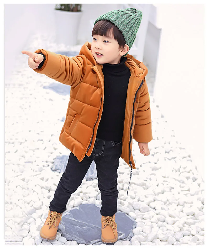 Winter warm gold velvet jacket for boys kids solid hooded down jacket for boys children coats outwear boy clothes (22)