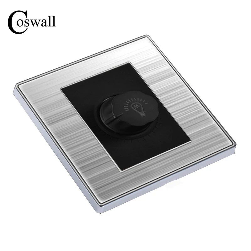 Coswall роскошный светильник, диммер, настенный прерыватель, Матовая серебристая панель из нержавеющей стали, блок питания 10A AC 110~ 250V