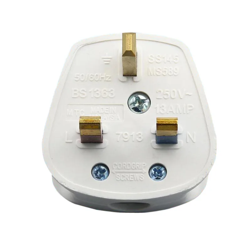 

UK Plug 3 Pin Power Adapter 13A 250V Electrical Plug BS Certification Connect Cord Adaptor Socket