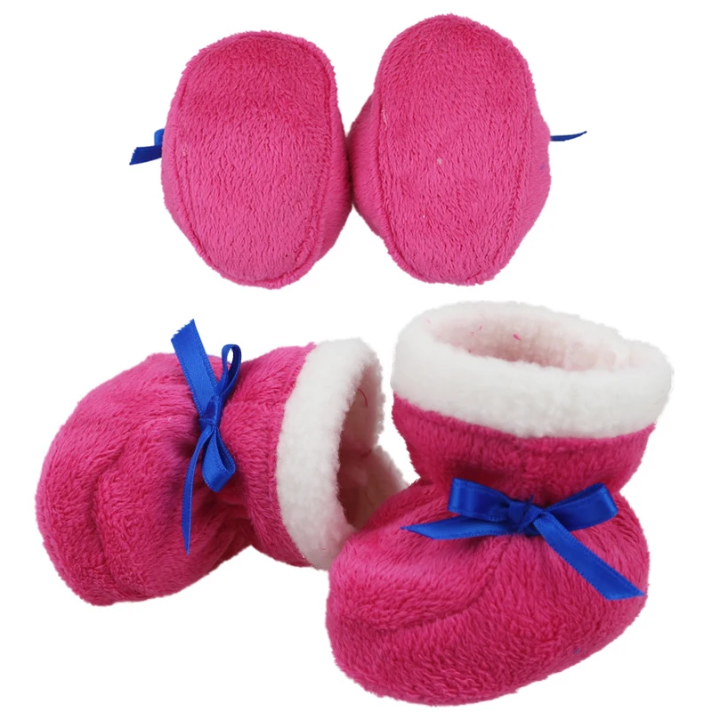 

New red Doll Handmade Plush boots Fit 43cm Baby new Born Doll Clothes 18 Inch American Doll Shoes Children Best Birthday Gift