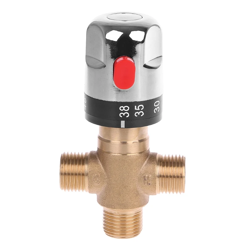 Solid Brass G1/2 Male 3 Way Thermostatic Mixing Valve Shower Water Temperature Control | Обустройство дома