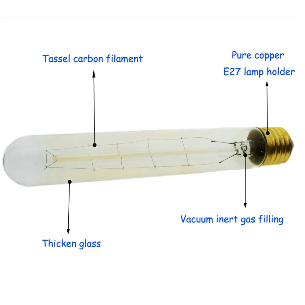Ручной работы Edison лампы накаливания углерода ясно Стекло Эдисоном Ретро Винтаж лампа накаливания 40 Вт/60 Вт 220 В e27 T185