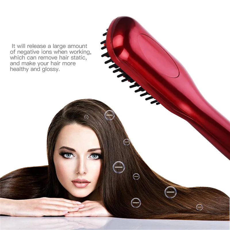

Professional Hair Straightener Brush Adjustable Temperature Ceramic Straightening Iron Hair Styling Tool 30