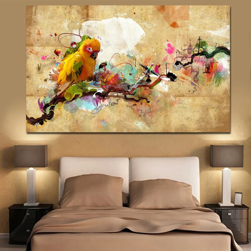 Абстрактная художественная краска попугай птица Масляная Краска на холсте плакат и печать Современная Настенная картина для гостиной Куадрос Декор
