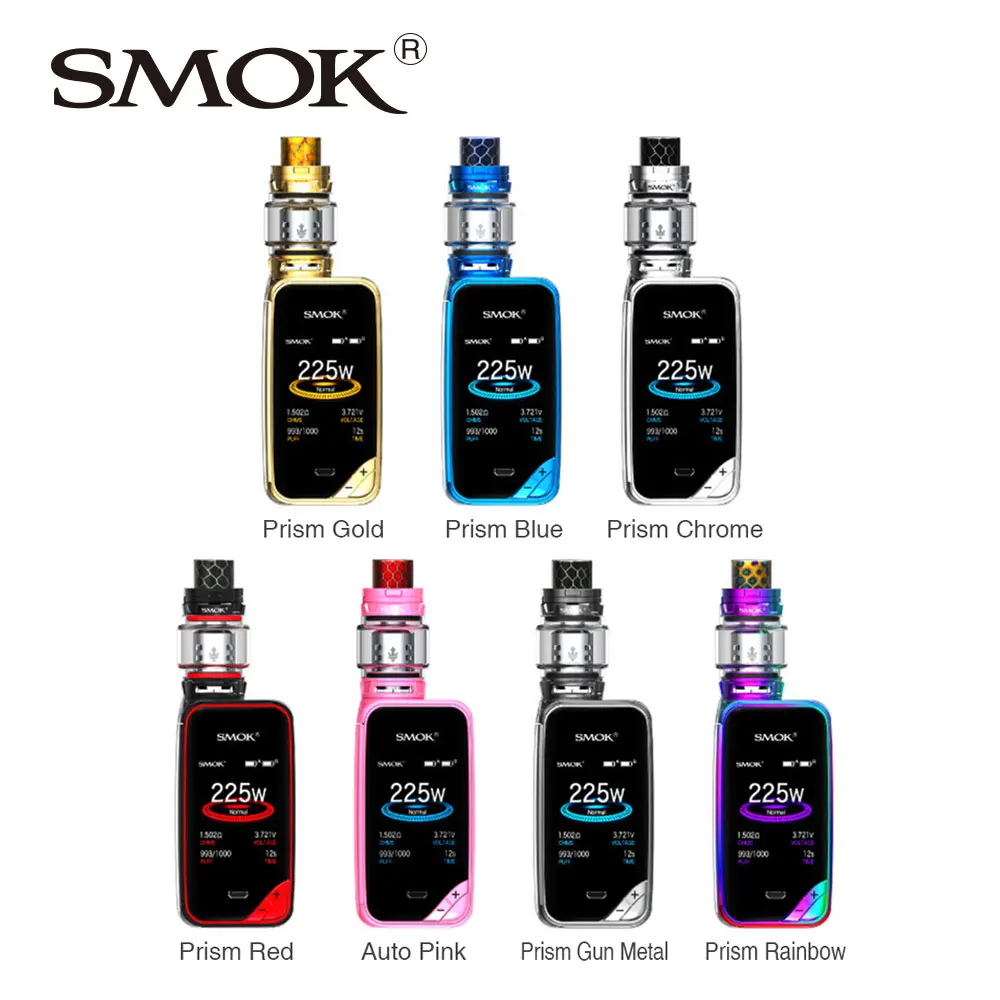 DHL бесплатно! Электронных сигарет SMOK X Priv 225 Вт термоконтроль вэйпинга комплект с 8 мл/2 мл TFV12 принц распылитель подходит Q4/X6/T10 сердечник без