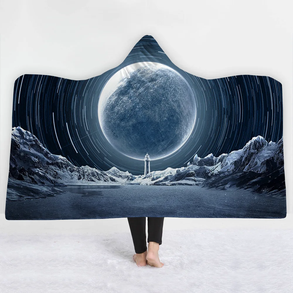 Галактическое одеяло с капюшоном, утепленное бархатное плюшевое шерстяное одеяло, семейное одеяло для детей, теплое одеяло с капюшоном - Цвет: 19