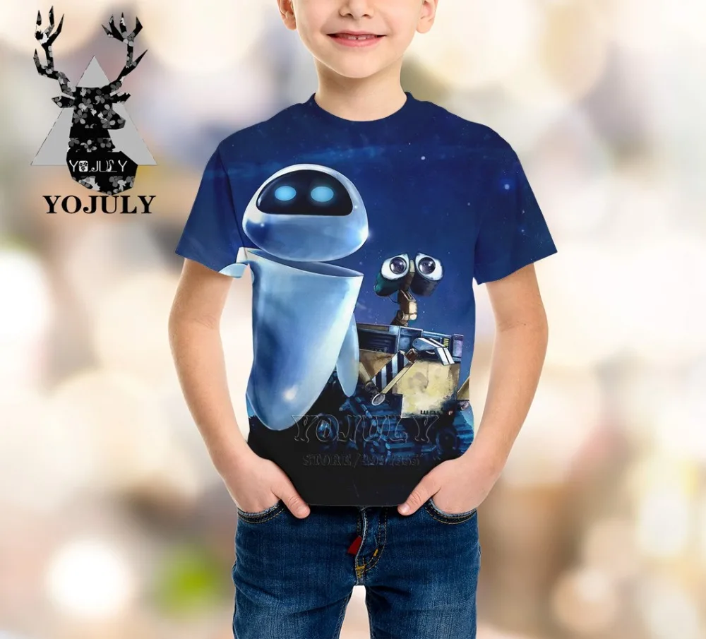 YOJULY Robot WALL. E/футболка с 3d принтом для мальчиков и девочек-подростков детская Милая футболка с короткими рукавами Топы, детская одежда лето A111