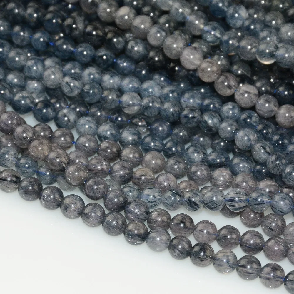 

Natural Blue Rutilated Quartz Loose Round Beads 6.5mm