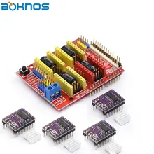 CNC Shield Expansion Board + 4pcs DRV8825 Stepper Motor Driver Heat Sink for Arduino V3 Engraver 3D printer parts Stepstick kit v2 3d printer driver expansion board for arduino red