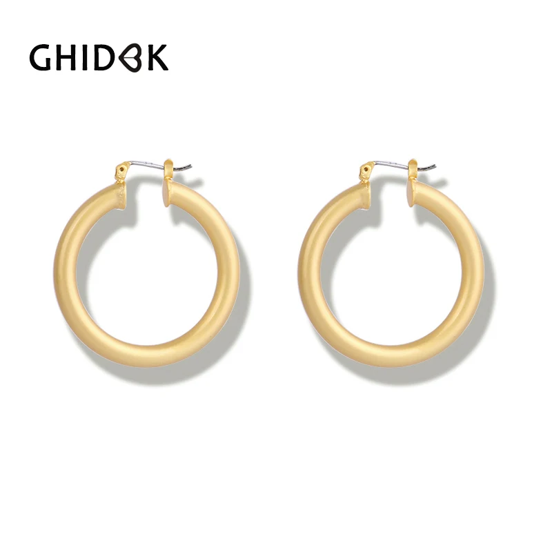 Женские матовые серьги кольца GHIDBK большие золотого и серебряного