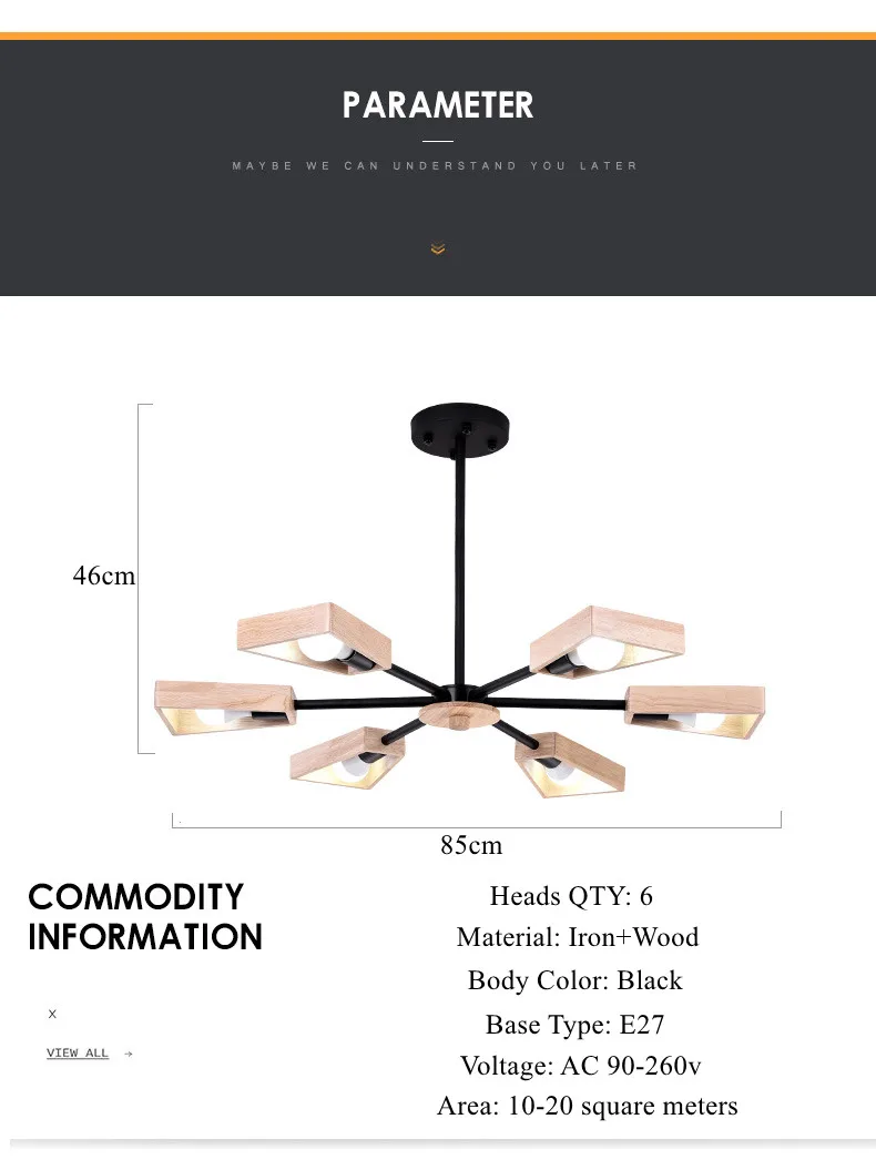 Vintage  Chandeliers Led Lustre Chandelier Ceiling For Living Room Kitchen Black Suspended E27 Hanging Lamp 13