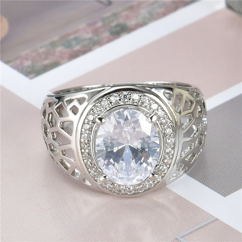 WalerV New Fashion Jewelry for Women Men Custom Rings Personalized White Zircon Mosaic 925 Silver Wedding Prom Fingers Gift 6-10