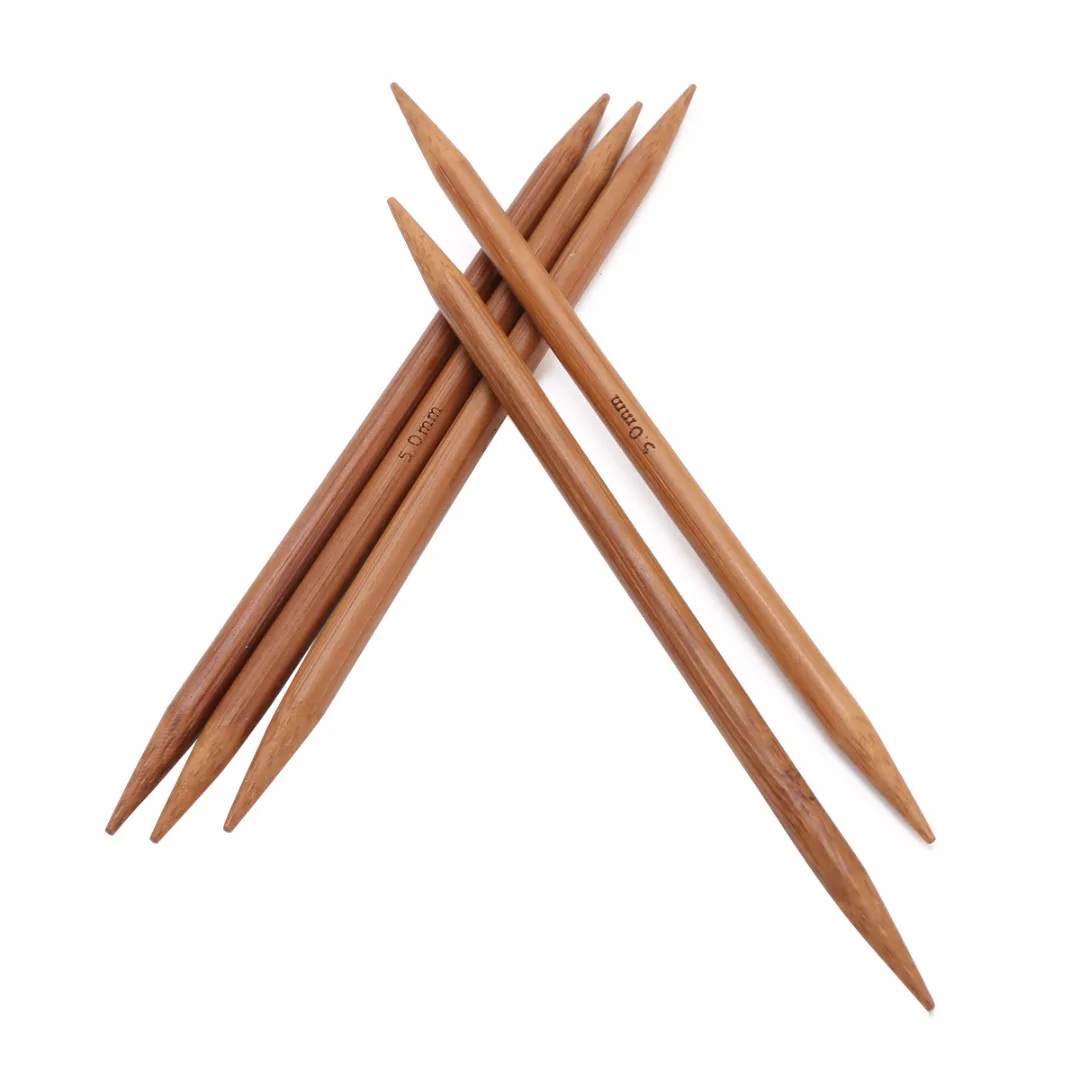 55pcs 5"/13cm Knitting Needles Double Pointed Carbonized Bamboo Smooth Needle Set DIY Sewing Weaving Craft Tools