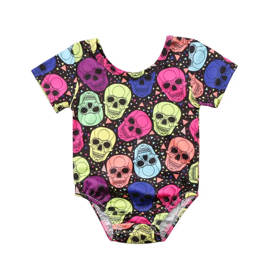 Newborn Baby Girls Boys Romper Skull Pattern Cartoon Jumpsuit Cotton Clothes Outfits Summer US Stock | Детская одежда и обувь