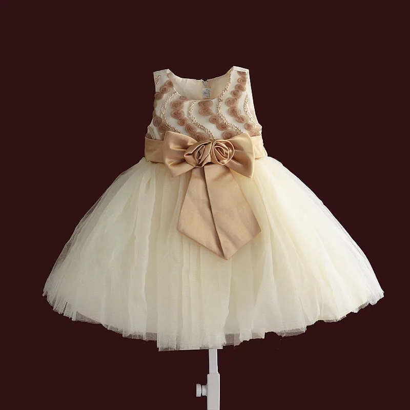 Baby Girls Dress Brown Lace Wedding Dresses for Christmas kids 1 year