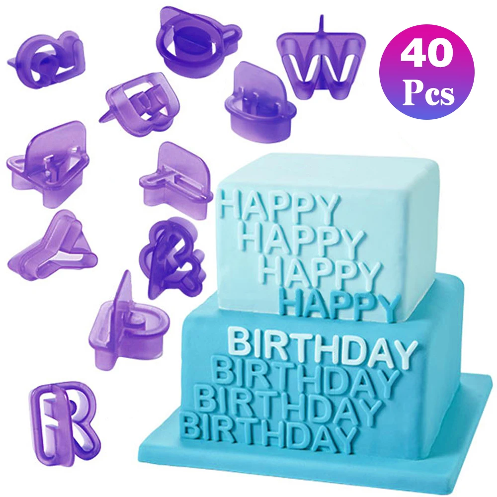 

LASPERAL 40PCs Plastic Alphabet Letter Number Fondant Cake Biscuit Baking Mould Cookie Cutters and stamps Cake DIY Alphabet Mold