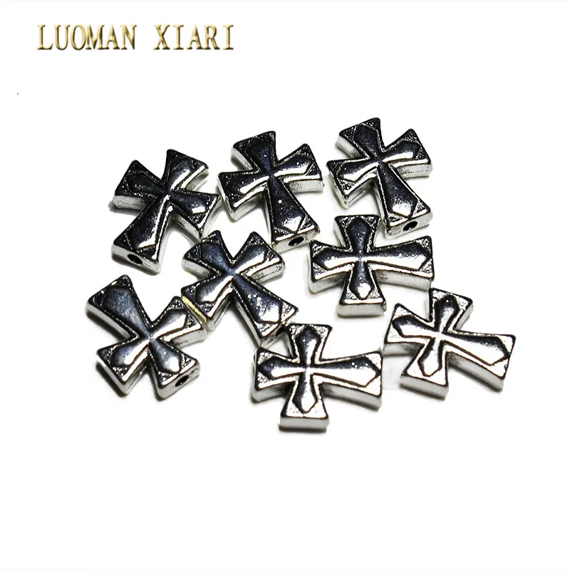 

Wholesale 10pcs/20pcs Lot Vintage Silvery Alloy Beads Cross Prayer Spacers Beads Charms DIY For Jewelry Making Bracelet 11*13 mm