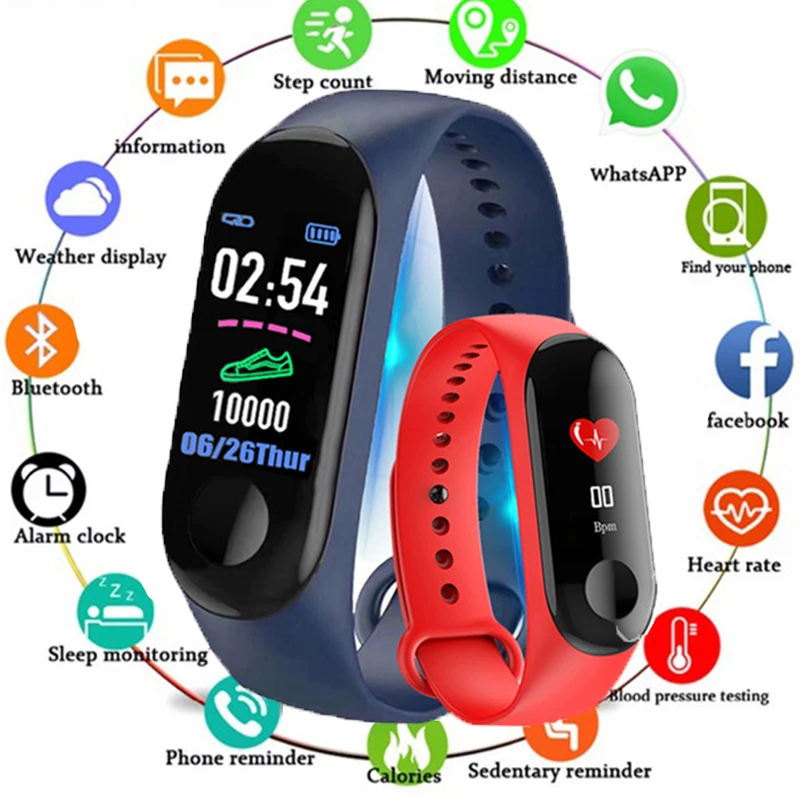 

Smart Bracelet Men Women Sport Watch Fitness Bracelet IP68 Waterproof Smartband Blood Pressure HeartRate Monitor for Android IOS