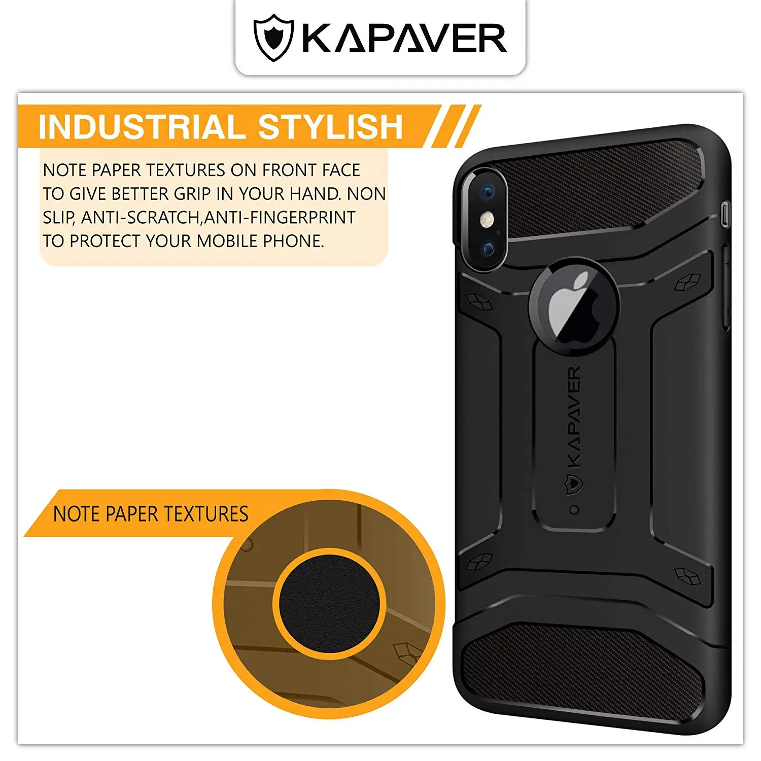 KAPAVER®Задняя крышка чехол для Apple iPhone Xs/iPhone X падение Протестировано ударопрочный углеродного волокна Броня черный