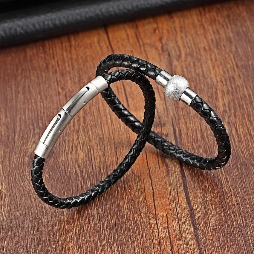 Bracelet jewelry XQNI Chain Bracelet Men Genuine Leather Bracelets Leather Bracelet women Male Magnet Stainless Steel Rope Bracelets men