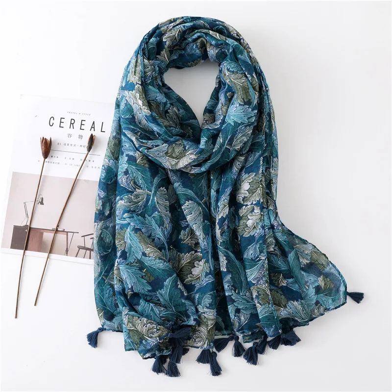 

Winter Scarf for Women Impression Leaves Head Scarf Viscose Shawl Hijab Unique Color Fashion Large Warm Wrap Foulard NEW [3585]