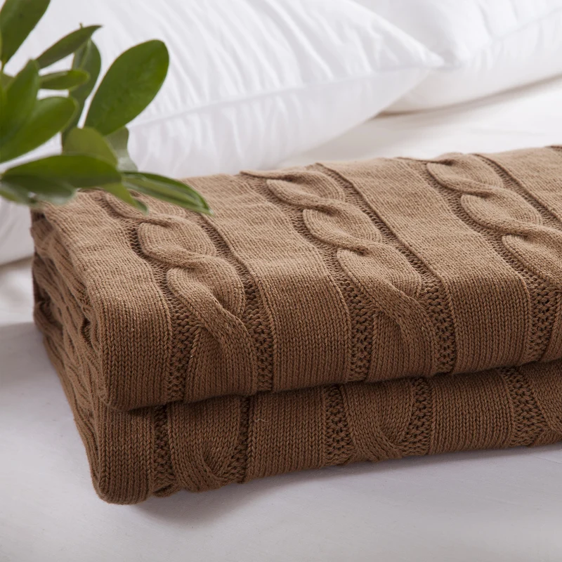 Короткое однотонное вязаное одеяло из хлопка в американском Европейском стиле, детское воздушное покрывало для дивана, автомобильные декоративные постельные принадлежности, домашний текстиль