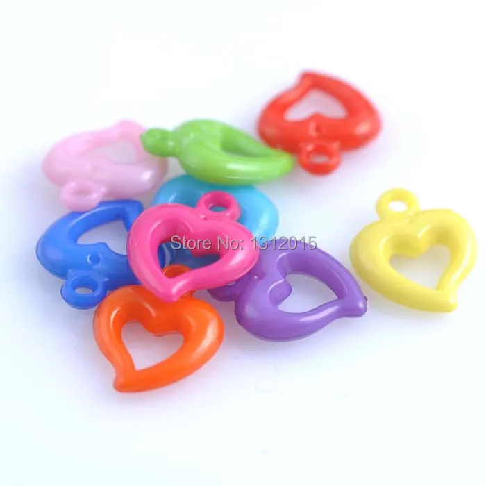 

16x19mm 100pcs Mixed Acrylic Lovely Solid Heart Charms For Jewelry DIY Craft YKL0261