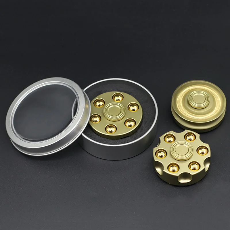 Unique Brass Gun Revolver Bullet Fidget Spinner Copper Hand Spinners Metal Stress Figet Spiner Lasting Finger Spinner Kids Toy