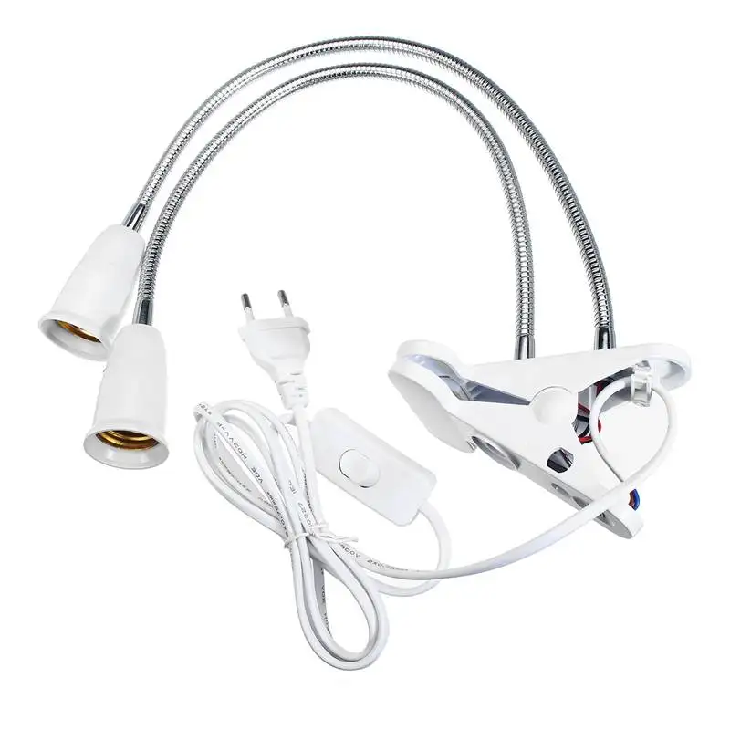 

E27 Lamp Base Plant Grow Light Lamp Holder 20/30/40/50cm Double Head Lamp Clip Light Clip Lamp Holder With Switch US/EU Plug