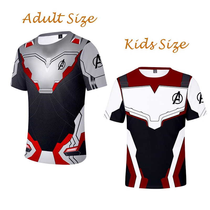 Avengers Endgame Quantum Realm Adult Kids T-Shirt Short Sleeve Zentai Tights Summer Top 3D Print Mavel Movie Superhero T-Shirt