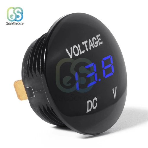 Blue Автомобиль Мотоцикл DC5V-48V светодиодный панель Мини цифровой вольтметр тестер монитор круглый водонепроницаемый дисплей Вольтметр - Цвет: Blue