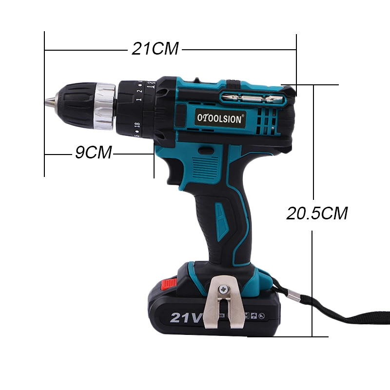 21V Impact Power Tools Impact Drill Electric Perforator 45N.m Multifunctional Screwdriver Cordless Drill Driver+ Woven Bag