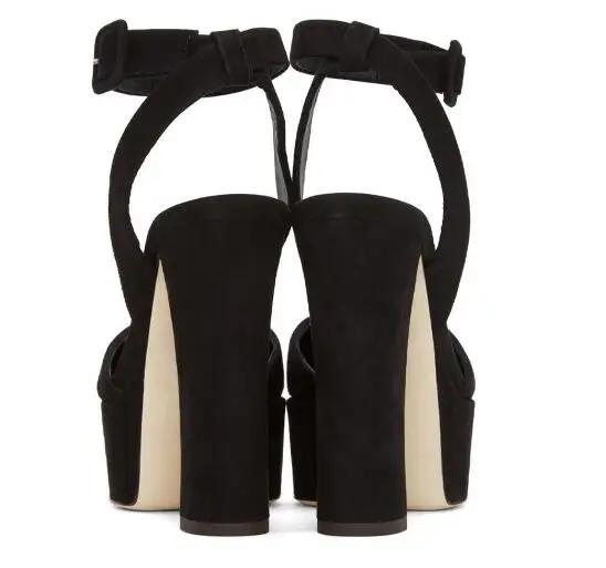 Mujer Plataforma Alto Peep Abierta Punta Del De Toe Verano Sandalias Para Zapatos Size34 43 Vestir Tacón Señoras Talón Ante Negro 4q5xWz