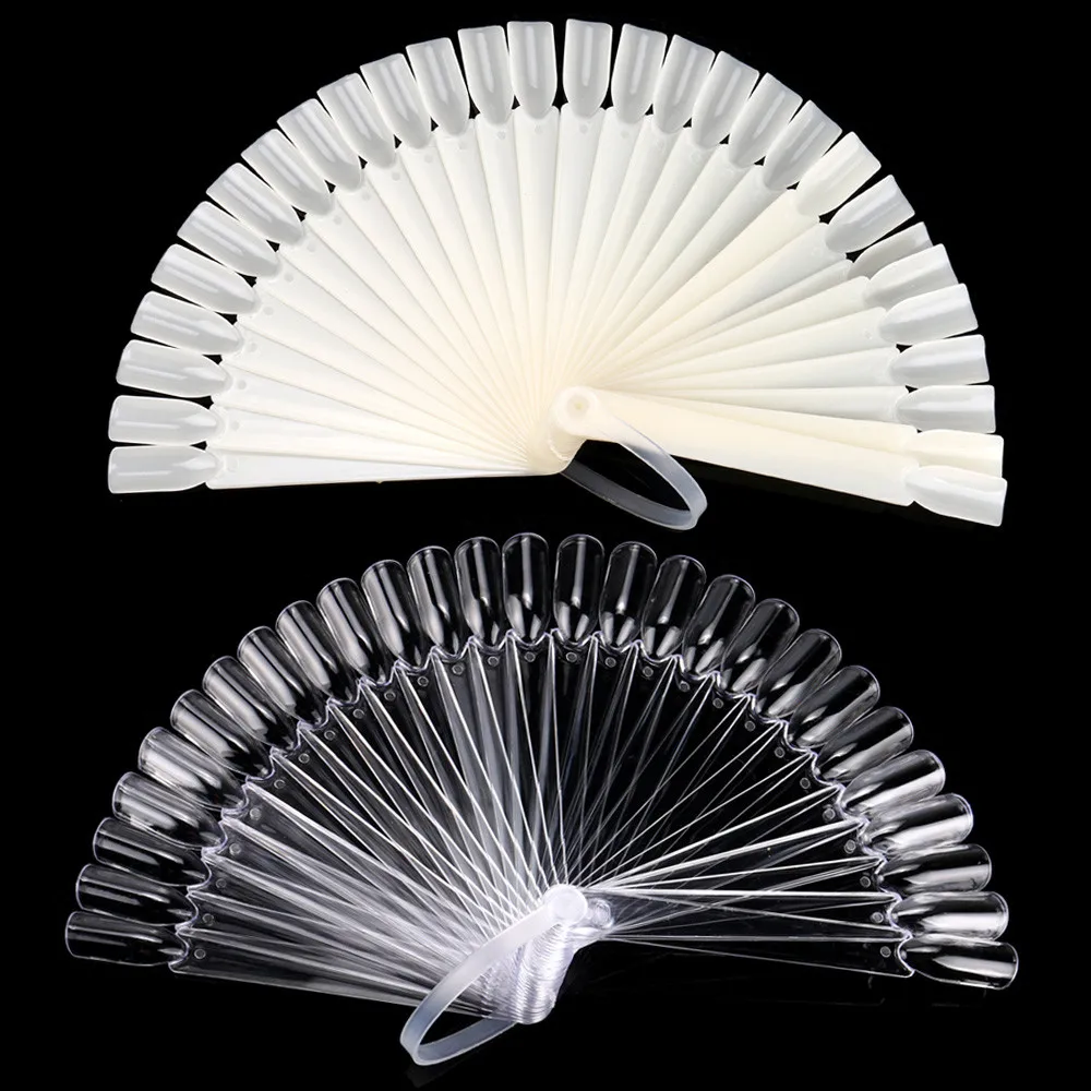 

32PCS False Nail Art Fan Board Tips Stick Foldable Display Practice se14