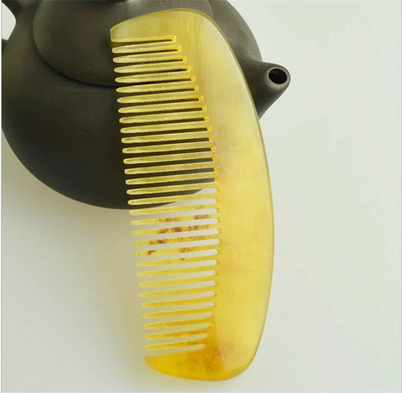 New Natural Amber Ox Horn Comb Of Hair No Static Health Care Hair Brush Hairdressing Comb For Hair Free Shipping