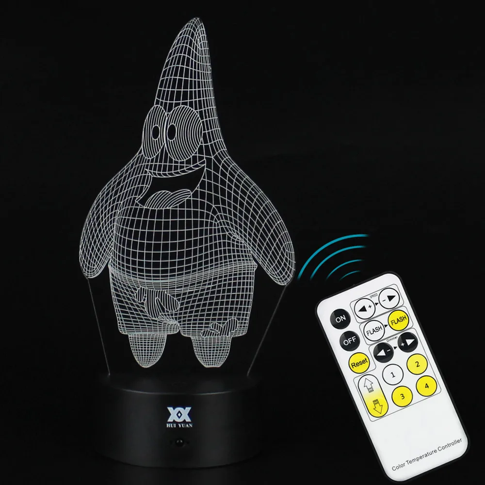 Мультфильм Патрик звезда 3D лампа Губка Боб кальмарные щупальца ночник светодиодный стол с домашним декором лампа детский подарок